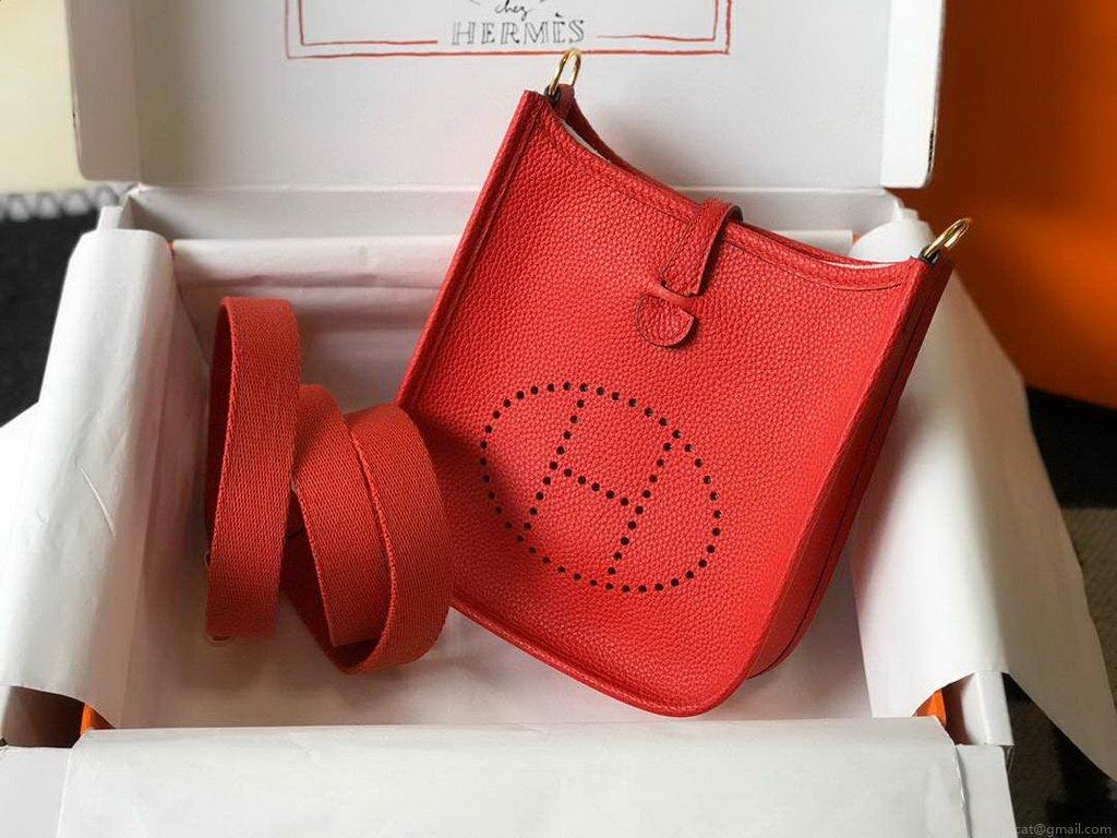 Hermes Evelyne Bag Designer Hermes Mini Crossbody Bag 20385 Gold Buckle Dark Red