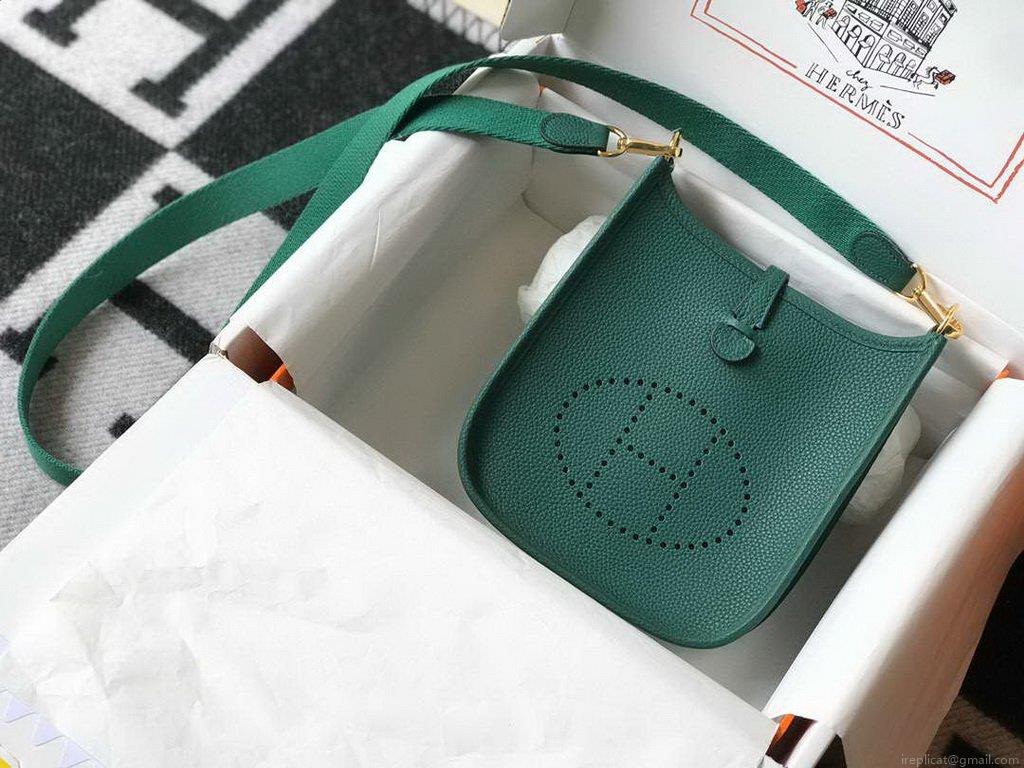 Hermes Evelyne Bag Designer Hermes Mini Crossbody Bag 20389 Gold Buckle Green
