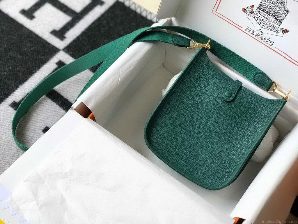 Hermes Evelyne Bag Designer Hermes Mini Crossbody Bag 20389 Gold Buckle Green