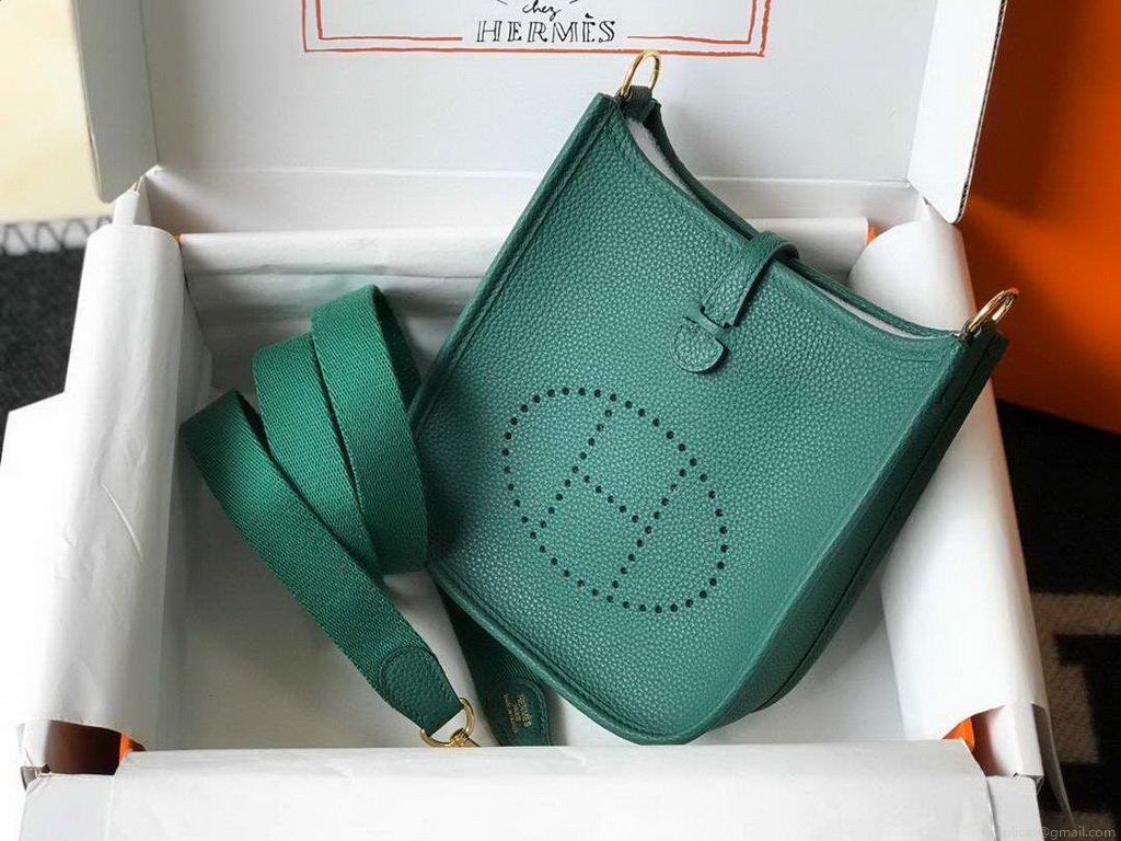 Hermes Evelyne Bag Designer Hermes Mini Crossbody Bag 20389 Gold Buckle Green