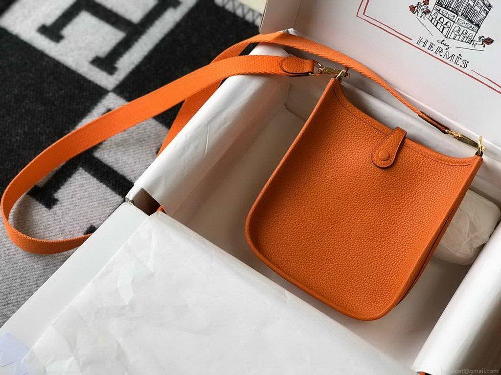 Hermes Evelyne Bag Designer Hermes Mini Crossbody Bag 20390 Gold Buckle Orange