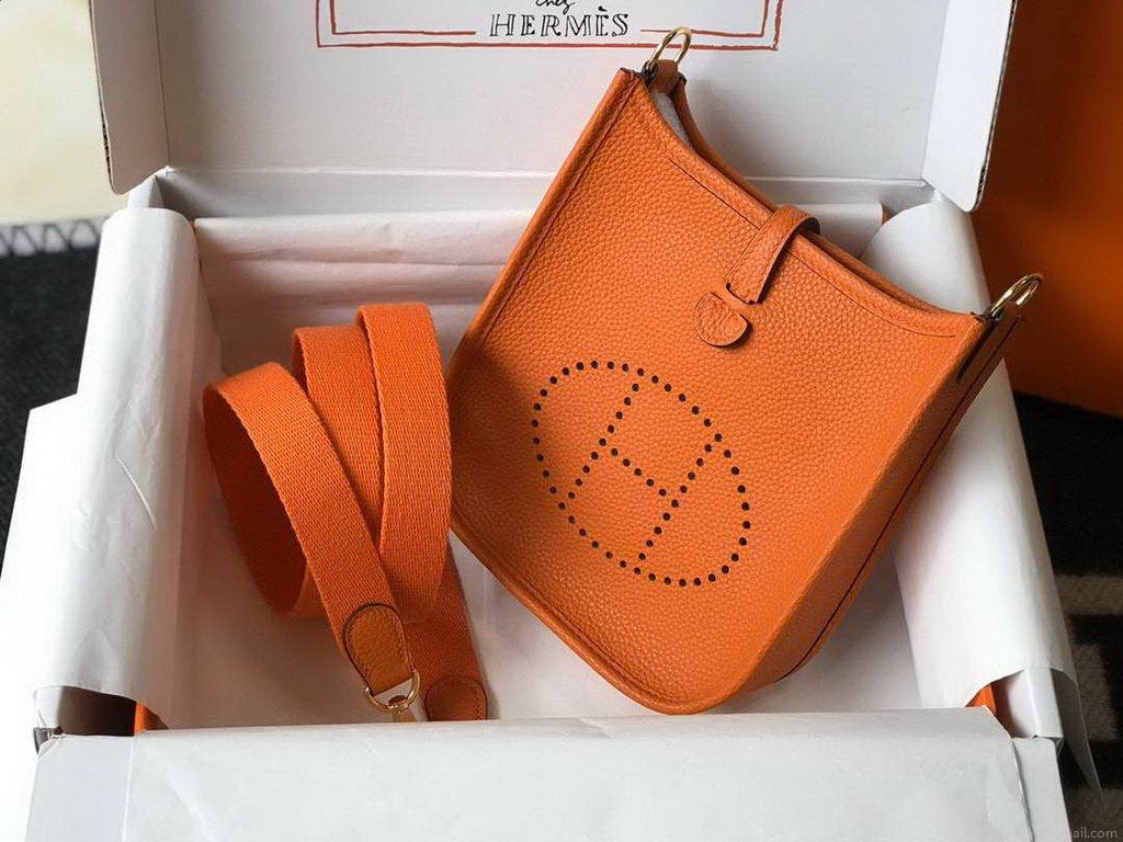 Hermes Evelyne Bag Designer Hermes Mini Crossbody Bag 20390 Gold Buckle Orange