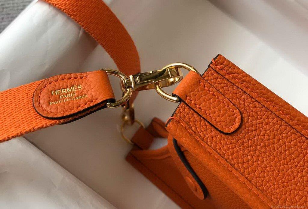 Hermes Evelyne Bag Designer Hermes Mini Crossbody Bag 20390 Gold Buckle Orange
