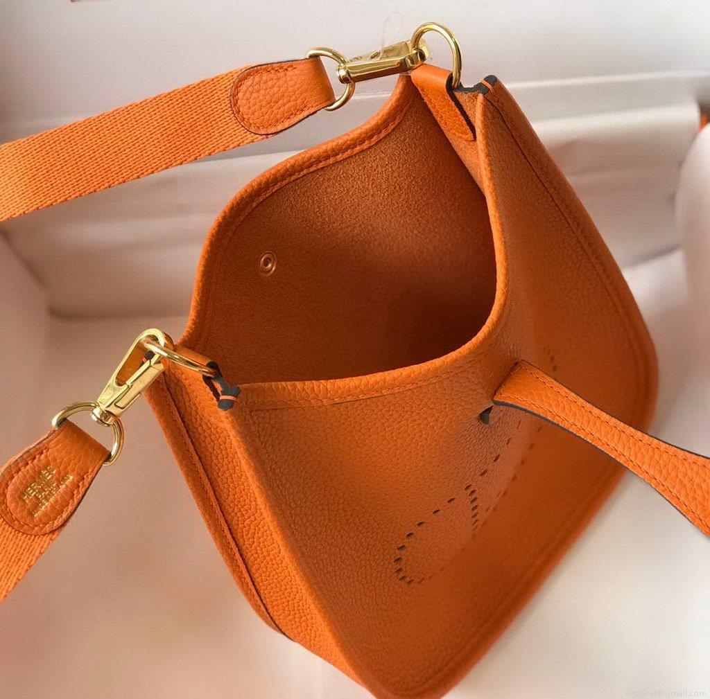 Hermes Evelyne Bag Designer Hermes Mini Crossbody Bag 20390 Gold Buckle Orange