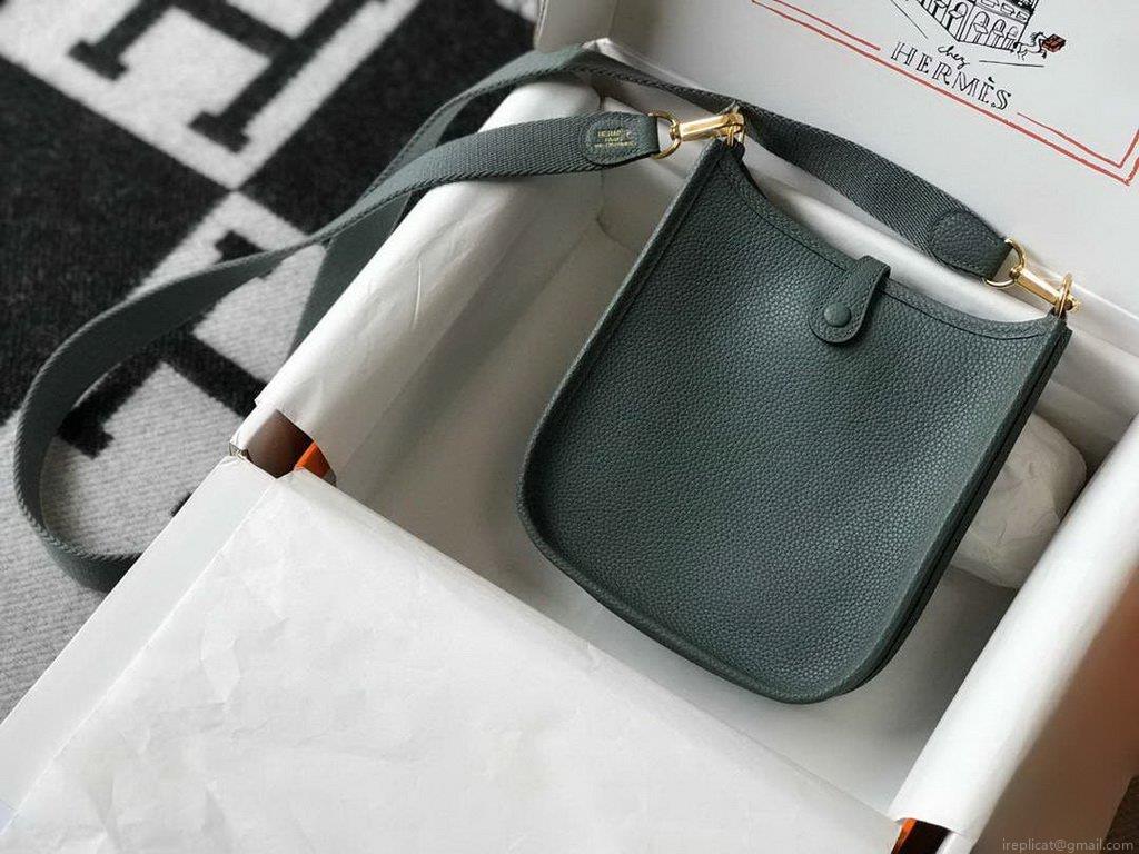 Hermes Evelyne Bag Designer Hermes Mini Crossbody Bag 20391 Gold Buckle Dark Green