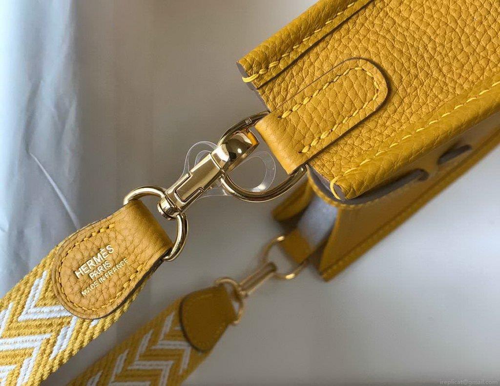 Hermes Evelyne Bag Designer Hermes Mini Crossbody Bag 20392 Gold Buckle Yellow