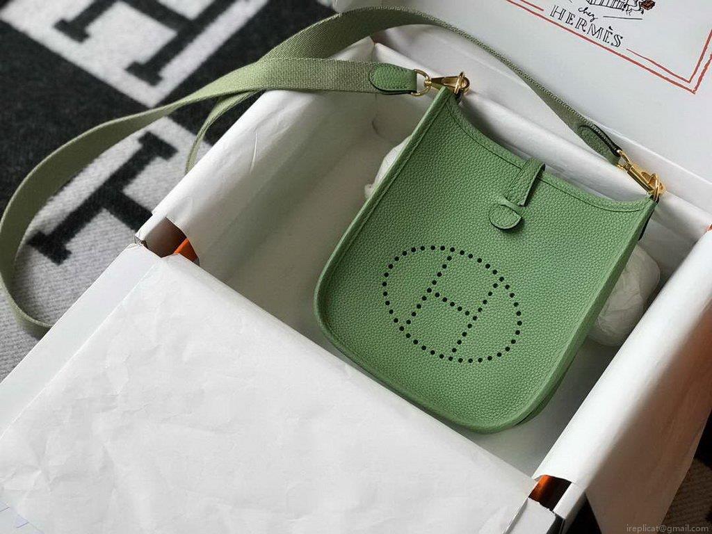 Hermes Evelyne Bag Designer Hermes Mini Crossbody Bag 20393 Gold Buckle Light Green