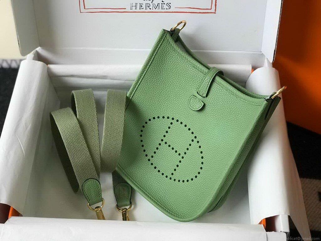 Hermes Evelyne Bag Designer Hermes Mini Crossbody Bag 20393 Gold Buckle Light Green