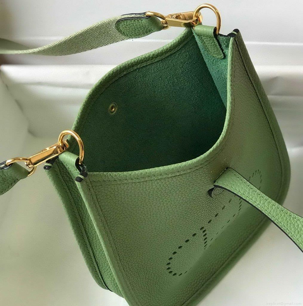 Hermes Evelyne Bag Designer Hermes Mini Crossbody Bag 20393 Gold Buckle Light Green