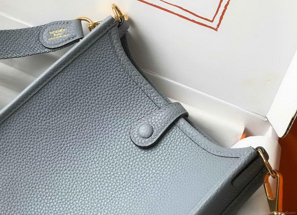 Hermes Evelyne Bag Designer Hermes Mini Crossbody Bag 20394 Gold Buckle Light Blue