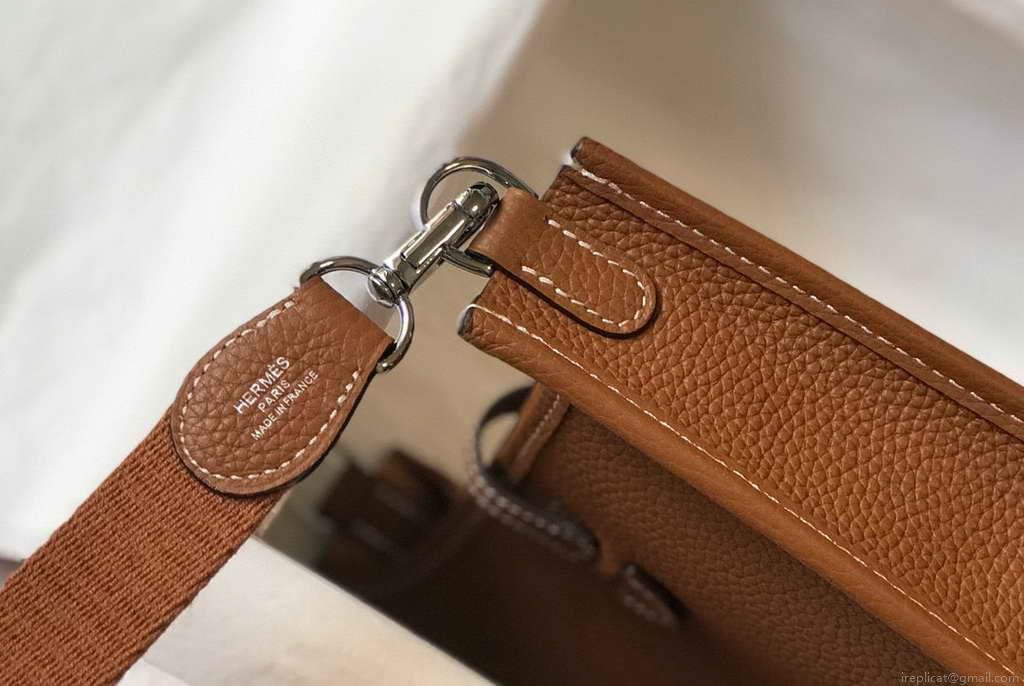 Hermes Evelyne Bag Hermes Mini Crossbody Bag 20399 Silver Buckle Tan