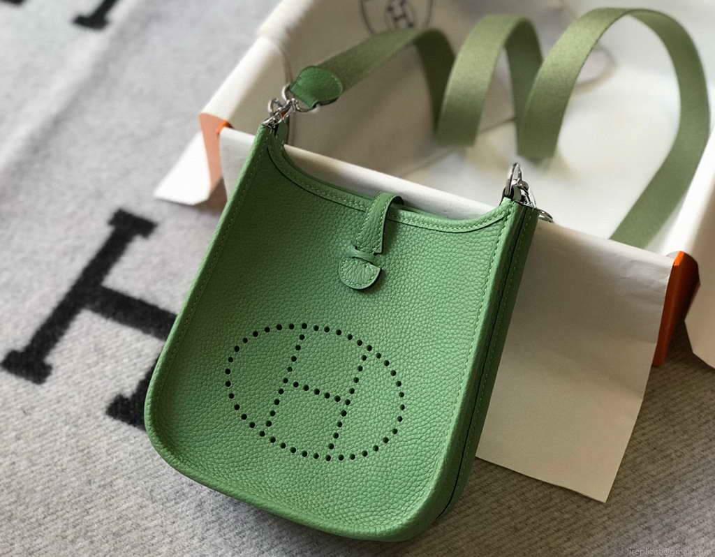 Hermes Evelyne Bag Hermes Mini Crossbody Bag 20401 Silver Buckle Green
