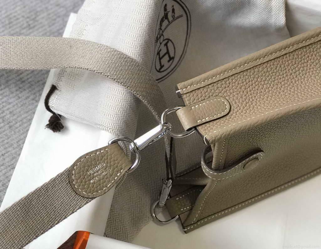 Hermes Evelyne Bag Hermes Mini Crossbody Bag 20403 Silver Buckle Kakhi