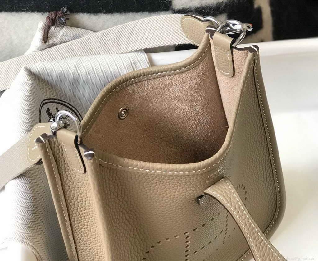 Hermes Evelyne Bag Hermes Mini Crossbody Bag 20403 Silver Buckle Kakhi