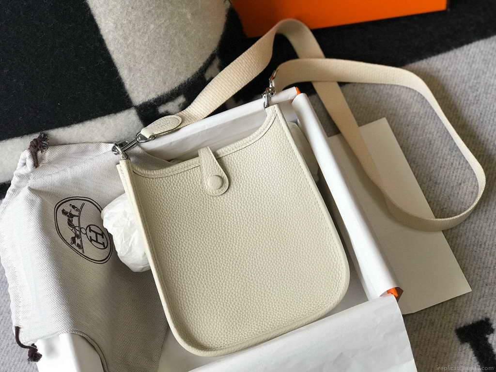 Hermes Evelyne Bag Hermes Mini Crossbody Bag 20406 Silver Buckle Beige