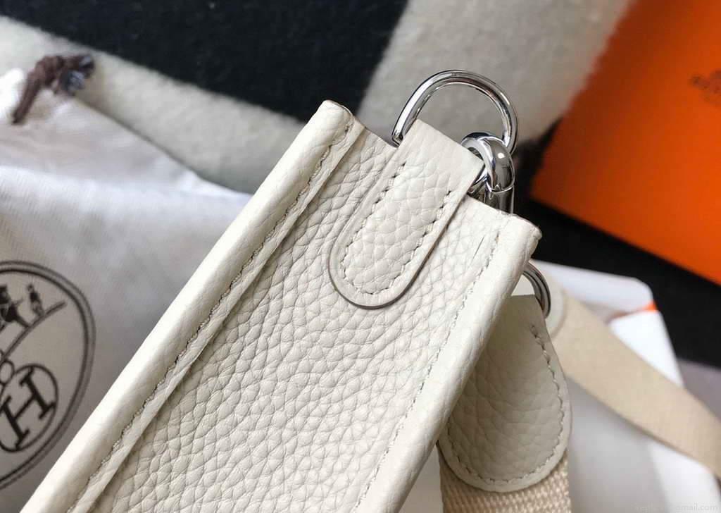 Hermes Evelyne Bag Hermes Mini Crossbody Bag 20406 Silver Buckle Beige