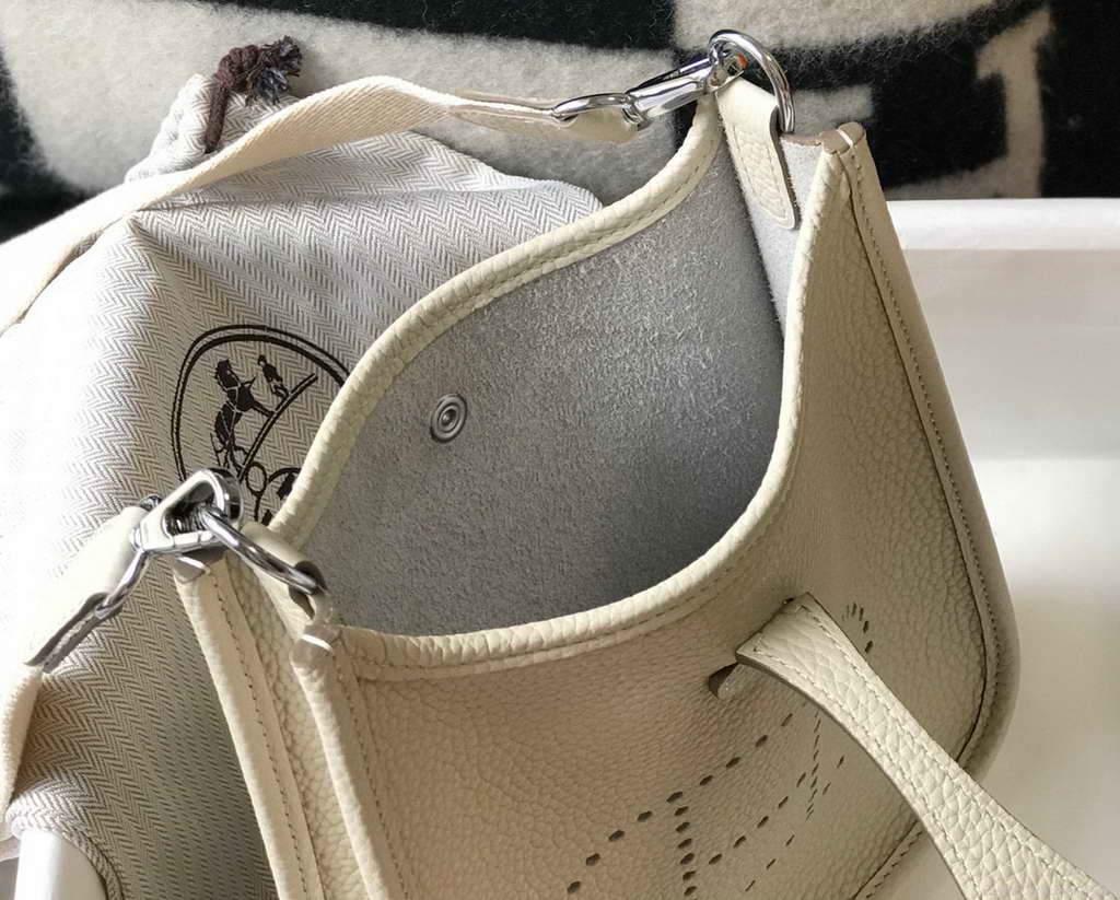 Hermes Evelyne Bag Hermes Mini Crossbody Bag 20406 Silver Buckle Beige