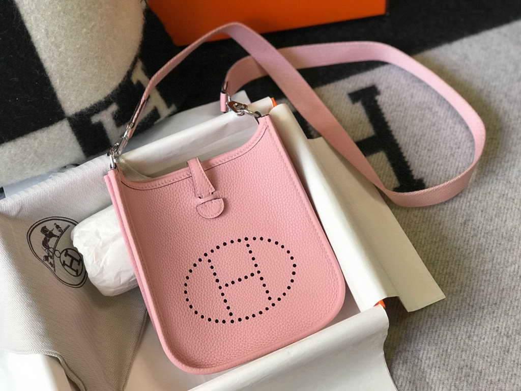 Hermes Evelyne Bag Hermes Mini Crossbody Bag 20407 Silver Buckle Pink