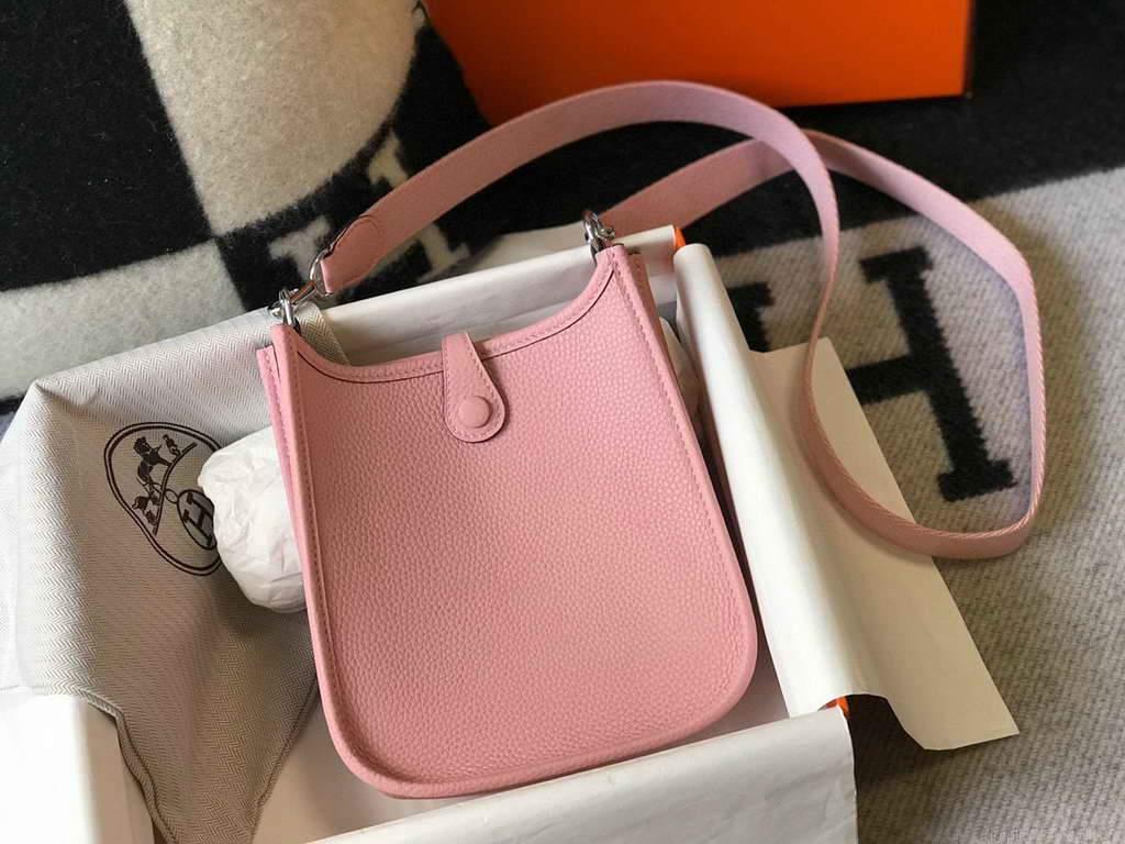 Hermes Evelyne Bag Hermes Mini Crossbody Bag 20407 Silver Buckle Pink