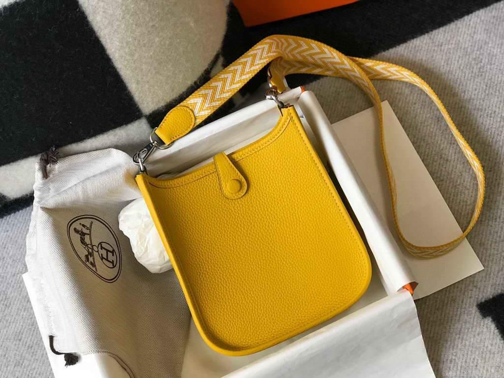 Hermes Evelyne Bag Hermes Mini Crossbody Bag 20408 Silver Buckle Yellow