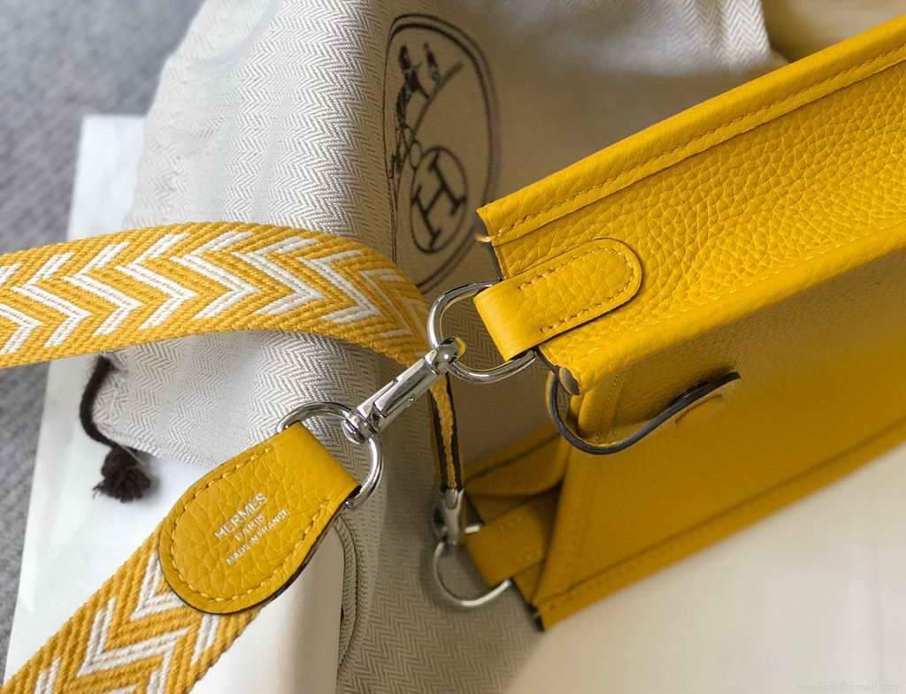 Hermes Evelyne Bag Hermes Mini Crossbody Bag 20408 Silver Buckle Yellow