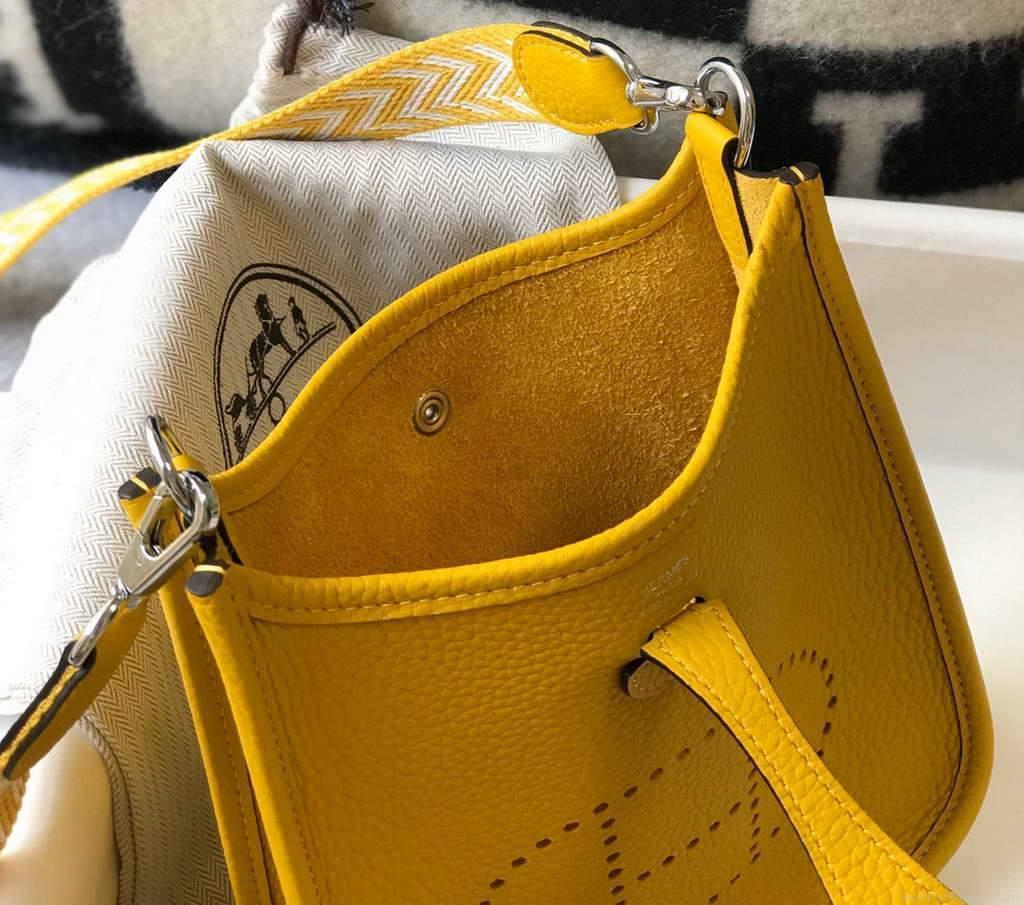 Hermes Evelyne Bag Hermes Mini Crossbody Bag 20408 Silver Buckle Yellow