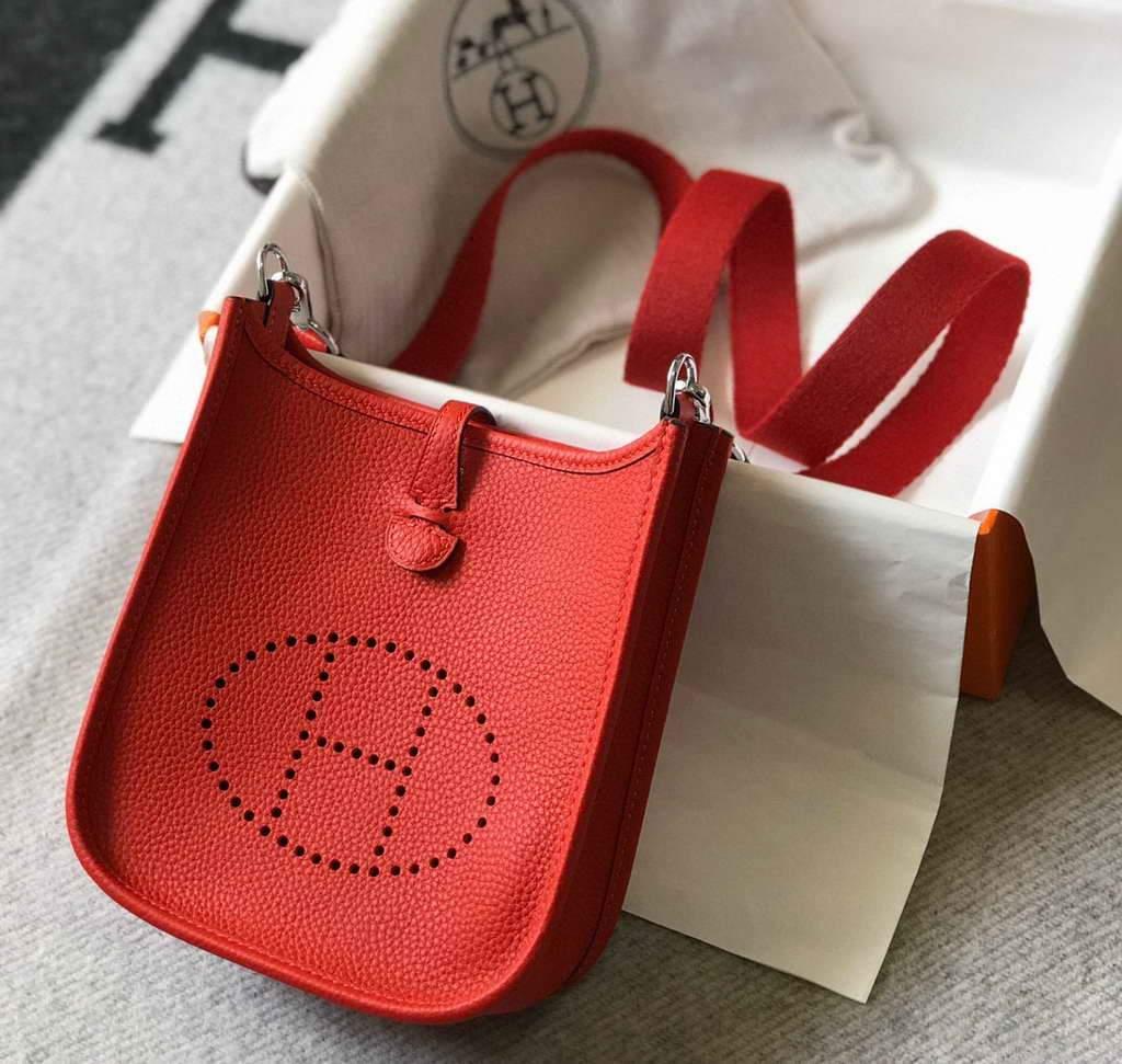 Hermes Evelyne Bag Hermes Mini Crossbody Bag 20410 Silver Buckle Red