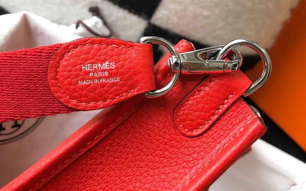 Hermes Evelyne Bag Hermes Mini Crossbody Bag 20410 Silver Buckle Red