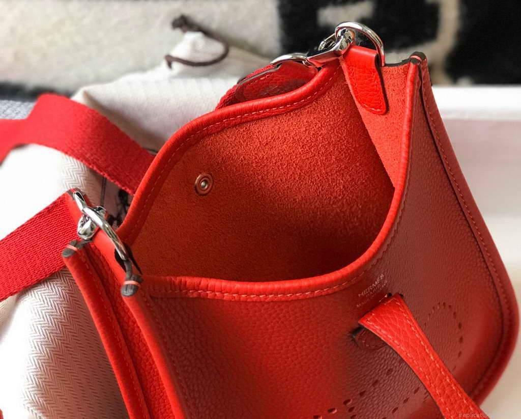 Hermes Evelyne Bag Hermes Mini Crossbody Bag 20410 Silver Buckle Red