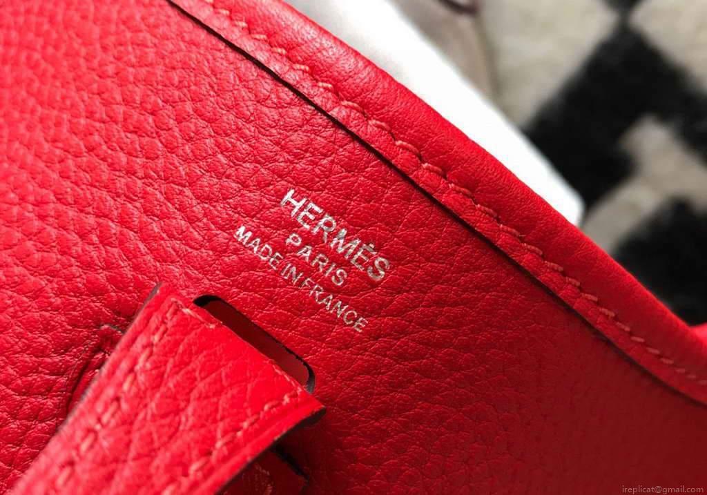 Hermes Evelyne Bag Hermes Mini Crossbody Bag 20411 Silver Buckle Dark Red