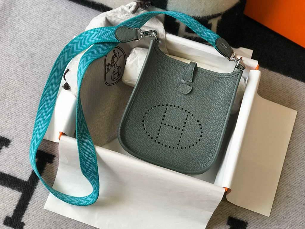 Hermes Evelyne Bag Hermes Mini Crossbody Bag 20412 Silver Buckle Dark Green