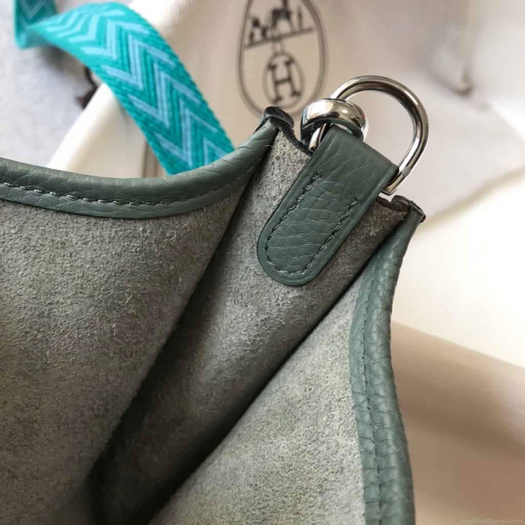 Hermes Evelyne Bag Hermes Mini Crossbody Bag 20412 Silver Buckle Dark Green