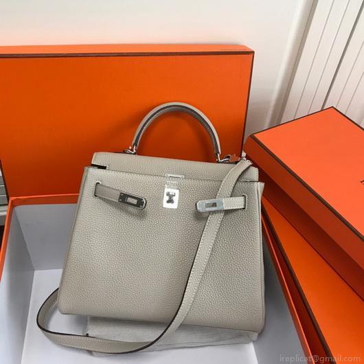Hermes Kelly Danse 20308 Designer Tote Shoulder Strap Bag Gray