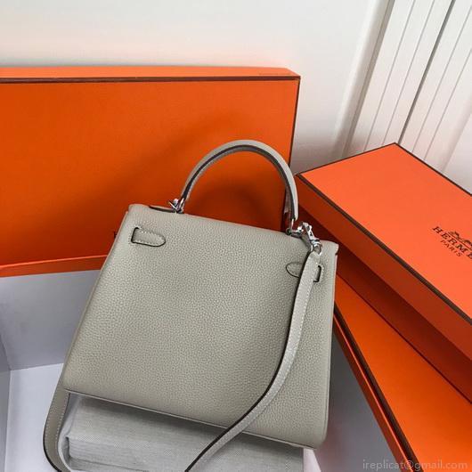 Hermes Kelly Danse 20308 Designer Tote Shoulder Strap Bag Gray