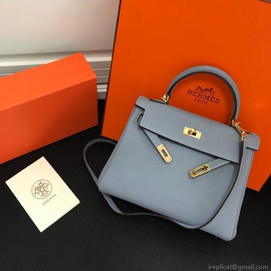 Hermes Kelly Danse 20309 Designer Tote Shoulder Strap Bag Lake Blue