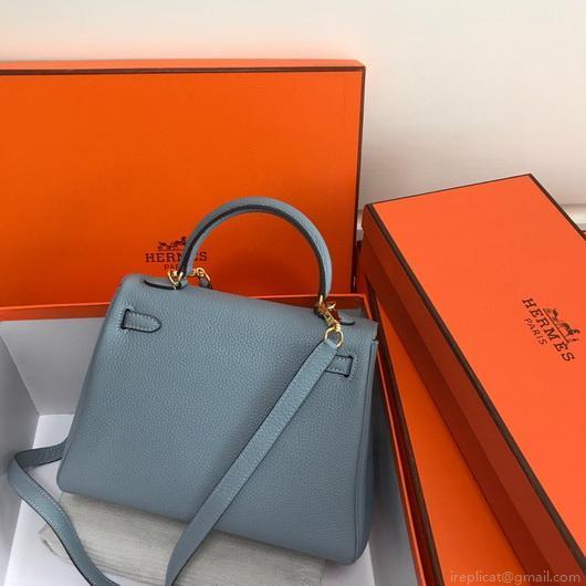 Hermes Kelly Danse 20309 Designer Tote Shoulder Strap Bag Lake Blue