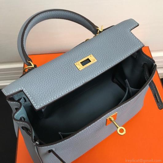 Hermes Kelly Danse 20309 Designer Tote Shoulder Strap Bag Lake Blue