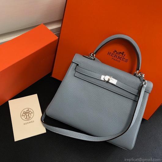 Hermes Kelly Danse 20309 Designer Tote Shoulder Strap Bag Lake Blue