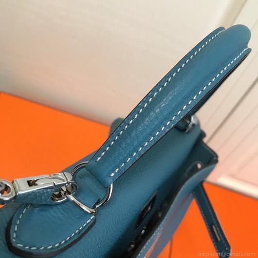 Hermes Kelly Danse 20310 Designer Tote Shoulder Strap Bag Blue