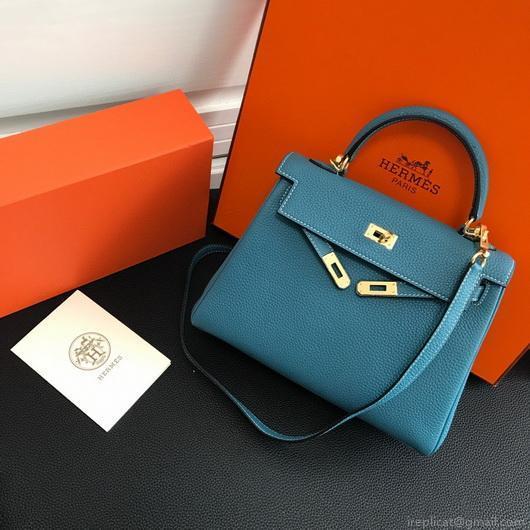Hermes Kelly Danse 20310 Designer Tote Shoulder Strap Bag Blue