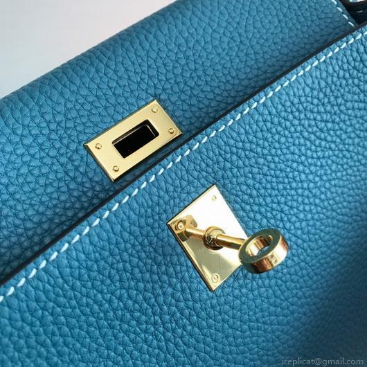 Hermes Kelly Danse 20310 Designer Tote Shoulder Strap Bag Blue