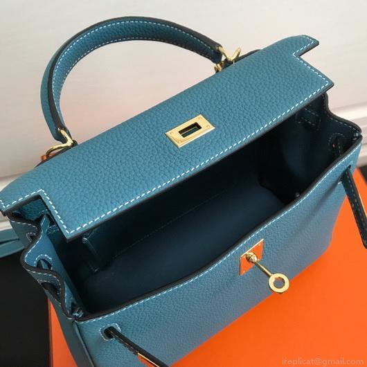 Hermes Kelly Danse 20310 Designer Tote Shoulder Strap Bag Blue