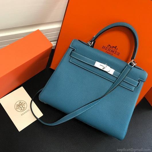 Hermes Kelly Danse 20310 Designer Tote Shoulder Strap Bag Blue