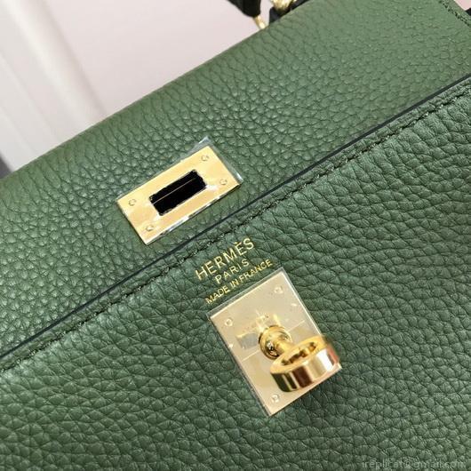 Hermes Kelly Danse 20311 Designer Tote Shoulder Strap Bag Green