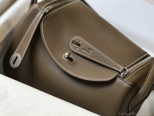 Hermes Lindy 26cm Designer Tote Shoulder Bags Gray Silver