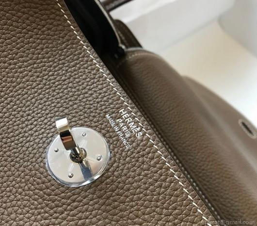 Hermes Lindy 26cm Designer Tote Shoulder Bags Gray Silver