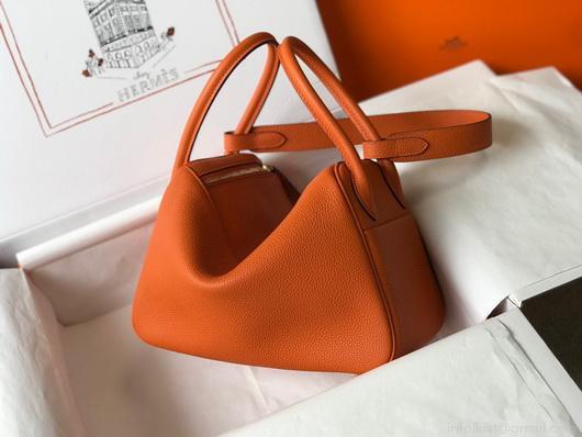 Hermes Lindy 26cm Designer Tote Shoulder Bags Orange Gold