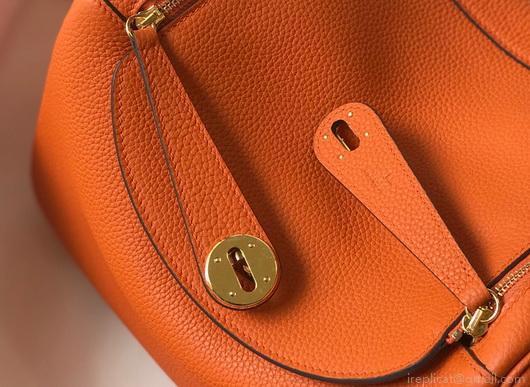 Hermes Lindy 26cm Designer Tote Shoulder Bags Orange Gold