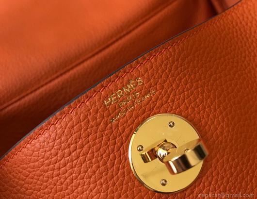 Hermes Lindy 26cm Designer Tote Shoulder Bags Orange Gold
