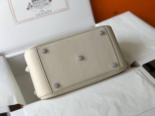 Hermes Lindy 26cm Designer Tote Shoulder Bags Wihte Silver